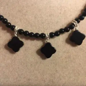 Shop Onyx Necklaces! Black Onyx Necklace – Quatrefoil Gemstone Jewelry – Beaded – Sterling Silver Jewellery | Natural genuine Onyx necklaces. Buy crystal jewelry, handmade handcrafted artisan jewelry for women.  Unique handmade gift ideas. #jewelry #beadednecklaces #beadedjewelry #gift #shopping #handmadejewelry #fashion #style #product #necklaces #affiliate #ad