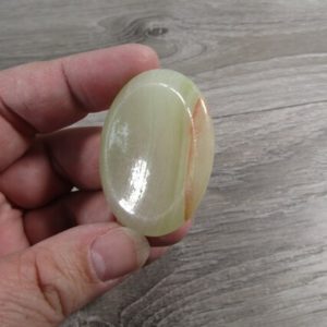 Shop Onyx Shapes! Green Onyx Worry Stone E89 | Natural genuine stones & crystals in various shapes & sizes. Buy raw cut, tumbled, or polished gemstones for making jewelry or crystal healing energy vibration raising reiki stones. #crystals #gemstones #crystalhealing #crystalsandgemstones #energyhealing #affiliate #ad