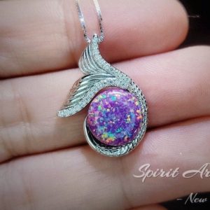 Shop Opal Pendants! Purple Opal Necklace – Mermaid  Fish Tail Pendant – 18KGP @ Sterling Silver | Natural genuine Opal pendants. Buy crystal jewelry, handmade handcrafted artisan jewelry for women.  Unique handmade gift ideas. #jewelry #beadedpendants #beadedjewelry #gift #shopping #handmadejewelry #fashion #style #product #pendants #affiliate #ad