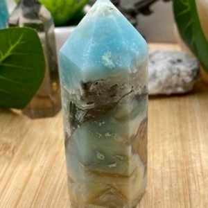 Shop Opal Points & Wands! Oceanic Blue Opal Tower BLOP10 | Natural genuine stones & crystals in various shapes & sizes. Buy raw cut, tumbled, or polished gemstones for making jewelry or crystal healing energy vibration raising reiki stones. #crystals #gemstones #crystalhealing #crystalsandgemstones #energyhealing #affiliate #ad