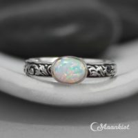Opal Engagement Ring, Sterling Silver Opal Ring, Opal Promise Ring, Opal Stacking Ring, October Birthstone Ring | Moonkist Designs | Natural genuine Gemstone jewelry. Buy handcrafted artisan wedding jewelry.  Unique handmade bridal jewelry gift ideas. #jewelry #beadedjewelry #gift #crystaljewelry #shopping #handmadejewelry #wedding #bridal #jewelry #affiliate #ad