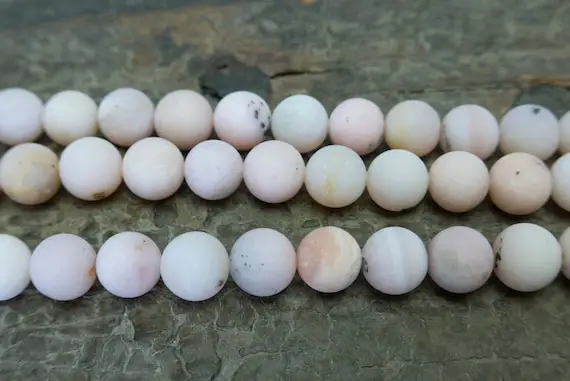 Matte Natural Peruvian Pink Opal Beads - Smooth Round Opal Gemstones - Light Pink Beads For Jewelry Beading - Opal Beads Supplies - 15inch
