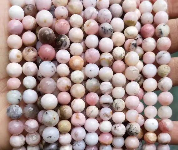 Natural Pink Opal Gemstone Smooth And Round Beads,6mm 8mm 10mm 12mm Pink Opal Beads Wholesale Supply,one Strand 15"