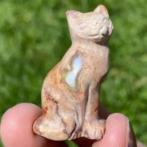 Shop Opal Shapes! Opal Cat Carving, Kitty Lioness, Mexican Fire Opal In Matrix, Cat Figurine | Natural genuine stones & crystals in various shapes & sizes. Buy raw cut, tumbled, or polished gemstones for making jewelry or crystal healing energy vibration raising reiki stones. #crystals #gemstones #crystalhealing #crystalsandgemstones #energyhealing #affiliate #ad