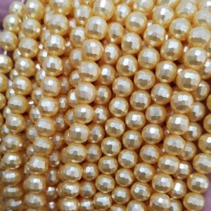Shop Pearl Faceted Beads! Yellow Faceted South Sea Shell Pearl Round Beads, 6mm / 8mm / 10mm / 12mm South Sea Pearl Beads Wholesale Supply, 15 Inches One Starand | Natural genuine faceted Pearl beads for beading and jewelry making.  #jewelry #beads #beadedjewelry #diyjewelry #jewelrymaking #beadstore #beading #affiliate #ad