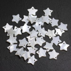 10pc – Pearl pendants Breoques White Nacre Stars 11-12mm – 4558550027795 | Natural genuine Pearl pendants. Buy crystal jewelry, handmade handcrafted artisan jewelry for women.  Unique handmade gift ideas. #jewelry #beadedpendants #beadedjewelry #gift #shopping #handmadejewelry #fashion #style #product #pendants #affiliate #ad