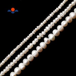 Fresh Water Pearl White Potato Rondelle Button Beads 2x3mm 3x4mm 5x6mm 15.5"strd | Natural genuine rondelle Pearl beads for beading and jewelry making.  #jewelry #beads #beadedjewelry #diyjewelry #jewelrymaking #beadstore #beading #affiliate #ad