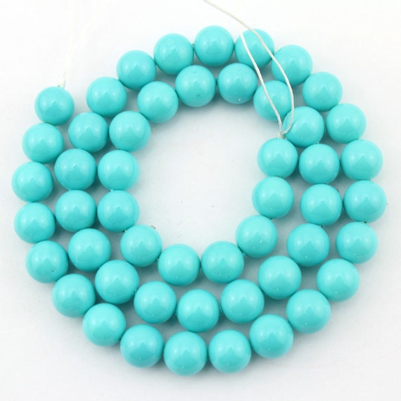 8mm Smooth Round Shell Pearl, High Luster Blue Shell Pearl Strand, Beads For Necklace Bracelet, Wholesale Loose Beads-48pcs-15.5 Inches-sh37