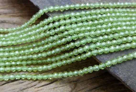 Faceted Peridot Gemstone Spacer Beads - Tiny Green Gemstone Beads - Jewelry Making Spacers - 2mm 3mm Gemstone Beads  -15 Inch