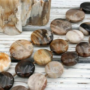 Wood Opalite/ Petrified Wood button beads 17.5-28.5mm (ETB01517) Unique jewelry/Vintage jewelry/Gemstone necklace | Natural genuine other-shape Petrified Wood beads for beading and jewelry making.  #jewelry #beads #beadedjewelry #diyjewelry #jewelrymaking #beadstore #beading #affiliate #ad