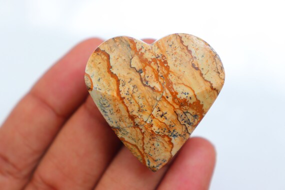 Picture Jasper Faceted Heart Stone, Natural Picture Jasper Heart Stone, Healing Crystal, Picture Jasper Heart Stone, Picture Jasper Stone.