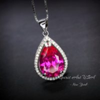Large Teardrop Pink Sapphire Necklace – Sterling Silver Fuchsia Large 5 Ct Pink Sapphire Pendant – White Gold Fuchsia Gemstone Jewelry | Natural genuine Gemstone jewelry. Buy crystal jewelry, handmade handcrafted artisan jewelry for women.  Unique handmade gift ideas. #jewelry #beadedjewelry #beadedjewelry #gift #shopping #handmadejewelry #fashion #style #product #jewelry #affiliate #ad