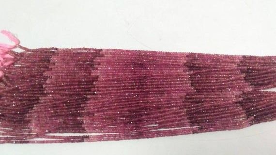 1 Strand 3.5mm Pink Tourmaline Shaded Faceted Beads Rondelle Gemstone,  14 Inch Pink Tourmaline Faceted Rondelle Beads Gemstone