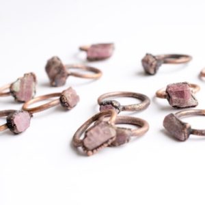 SALE Raw tourmaline ring | Pink tourmaline crystal ring | Electroformed tourmaline ring | Raw stone ring | Raw tourmaline | Natural genuine Gemstone rings, simple unique handcrafted gemstone rings. #rings #jewelry #shopping #gift #handmade #fashion #style #affiliate #ad