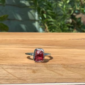 Shop Pink Tourmaline Rings! Pink Tourmaline Silver Ring, Raw Tourmaline Gemstone Ring, Rough Natural Gemstone Jewellery for Women | Natural genuine Pink Tourmaline rings, simple unique handcrafted gemstone rings. #rings #jewelry #shopping #gift #handmade #fashion #style #affiliate #ad