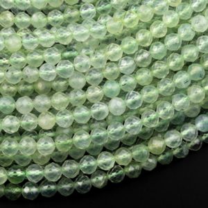 AAA Micro Faceted Natural Green Prehnite Round Beads 3mm 4mm 6mm 15.5 Strand