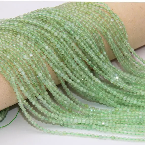 Natural  Prehnite Faceted Round Beads,2mm 3mm 4mm Gemstone Beads,bright Semi Precious Beads,crystals Faceted Round Beads,wholesale Beads.
