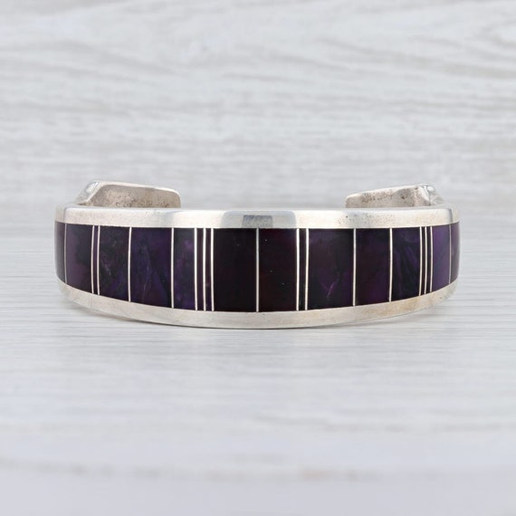 Purple Sugilite Mosaic Cuff Bracelet Sterling Silver Navajo Native American