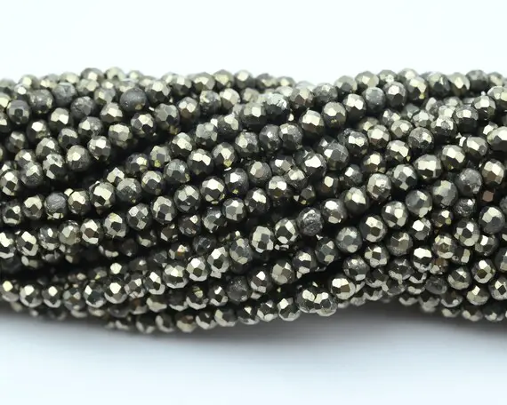 3mm Natural Pyrite Faceted Round Beads,3mm Loose Faceted Beads,for Jewelry Diy Making Beads,bracelet Making Beads.wholesale Beads.