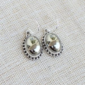 Shop Pyrite Earrings! Pyrite earrings, Sterling Silver handmade jewelry, Gemstone cabochons, Natural pyrite, Ready to ship Christmas Jewelry, Gift Jewelry for her | Natural genuine Pyrite earrings. Buy crystal jewelry, handmade handcrafted artisan jewelry for women.  Unique handmade gift ideas. #jewelry #beadedearrings #beadedjewelry #gift #shopping #handmadejewelry #fashion #style #product #earrings #affiliate #ad