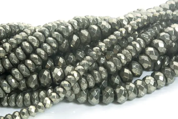 Pyrite Gemstone  Faceted Rondelle Beads -gemstone Bead Strands - Wholesale Jewelry Supplies - Faceted Rondelle Beads -15inch