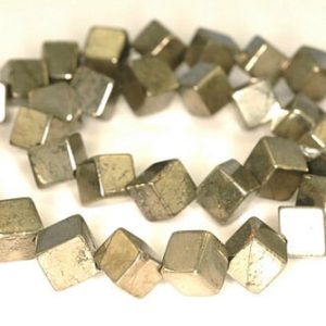 Shop Pyrite Bead Shapes! 8MM Palazzo Iron Pyrite Gemstone Diagonal-Drill Square Cube 8x8mm Loose Beads 16 inch Full Strand LOT 1,2,6,12 and 20 (90114718-136) | Natural genuine other-shape Pyrite beads for beading and jewelry making.  #jewelry #beads #beadedjewelry #diyjewelry #jewelrymaking #beadstore #beading #affiliate #ad