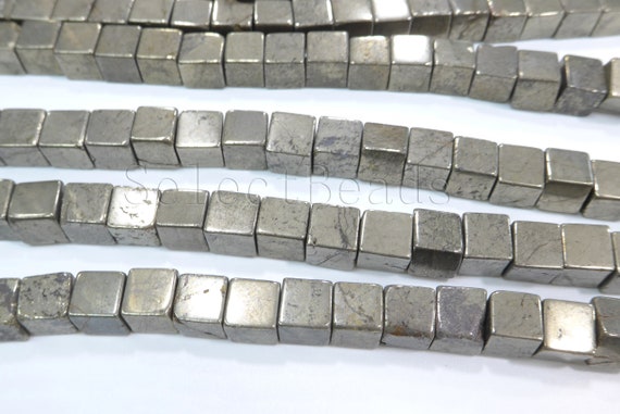 Natural Pyrite Cube Beads - Cube Gemstone Beads - 4mm Cube Beads - 6mm Cube Beads - Bronze Gemtone - Beading Supplies - Jewelry Making