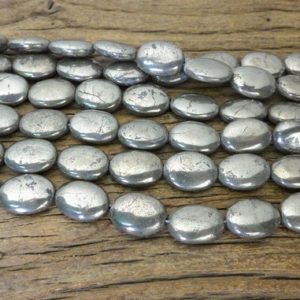 Shop Pyrite Bead Shapes! natural pyrite oval beads – smooth oval gemstone beads – fools gold oval beads – oval gemstone beads for jewelry making – 15 inch | Natural genuine other-shape Pyrite beads for beading and jewelry making.  #jewelry #beads #beadedjewelry #diyjewelry #jewelrymaking #beadstore #beading #affiliate #ad