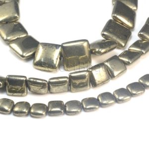 natural pyrite puffy square beads – bronze gemstone square beads – pillow stone beads – jewelry square beads – size  8-16mm -15inch | Natural genuine other-shape Pyrite beads for beading and jewelry making.  #jewelry #beads #beadedjewelry #diyjewelry #jewelrymaking #beadstore #beading #affiliate #ad