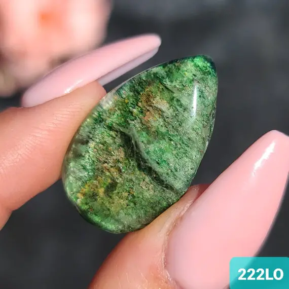 Lodolite Cabochon, Choose Your Green Teardrop Garden Quartz Crystal Cab For Jewelry Making, Wire Wrapping, Or Crystal Grids
