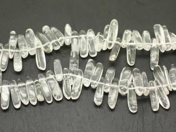 Fil 39cm 110pc Environ - Perles Pierre Cristal De Roche Quartz Chips Batonnets 12-25mm Blanc Transparent