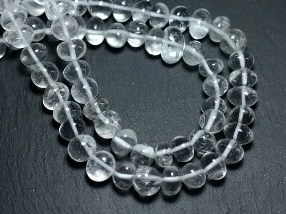 Fil 39cm 50pc Env - Perles De Pierre - Cristal Quartz Galets Roulés 8-11mm