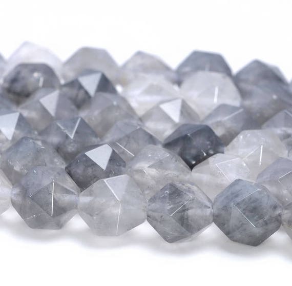 8mm Gray Crystal Quartz Beads Star Cut Faceted Grade Aaa Genuine Natural Gemstone Loose Beads 15" Bulk Lot 1,3,5,10 And 50 (80005175-m17)