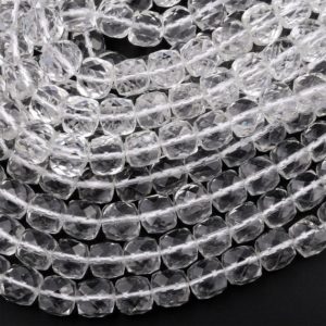 Shop Quartz Crystal Faceted Beads! AAA Super Clear Real Genuine Natural Rock Crystal Quartz 4mm 6mm 8mm 10mm Faceted Cube Dice Beads 15.5" Strand | Natural genuine faceted Quartz beads for beading and jewelry making.  #jewelry #beads #beadedjewelry #diyjewelry #jewelrymaking #beadstore #beading #affiliate #ad