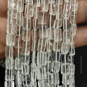 Shop Quartz Crystal Bead Shapes! Natural Clear Crystal Quartz Smooth Rectangle Beads,Crystal Quartz Long Rectangle Plain Beads,8-10 MM Clear Quartz Bead For Handmade Jewelry | Natural genuine other-shape Quartz beads for beading and jewelry making.  #jewelry #beads #beadedjewelry #diyjewelry #jewelrymaking #beadstore #beading #affiliate #ad
