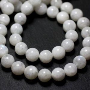Shop Rainbow Moonstone Bead Shapes! 4pc – Perles de Pierre – Pierre de Lune Blanche Arc en Ciel Boules 7-8mm – 8741140022386 | Natural genuine other-shape Rainbow Moonstone beads for beading and jewelry making.  #jewelry #beads #beadedjewelry #diyjewelry #jewelrymaking #beadstore #beading #affiliate #ad