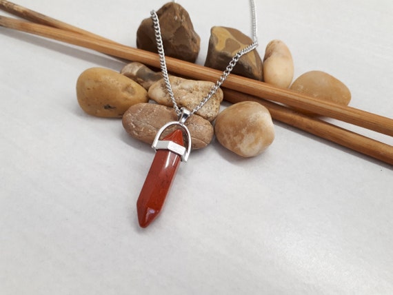 Red Jasper Point Necklace - Red Jasper Pendant - Reiki Yoga Pendant - Red Jasper Jewelry -  Healing Crystal Boho Necklace - Red Jasper Charm