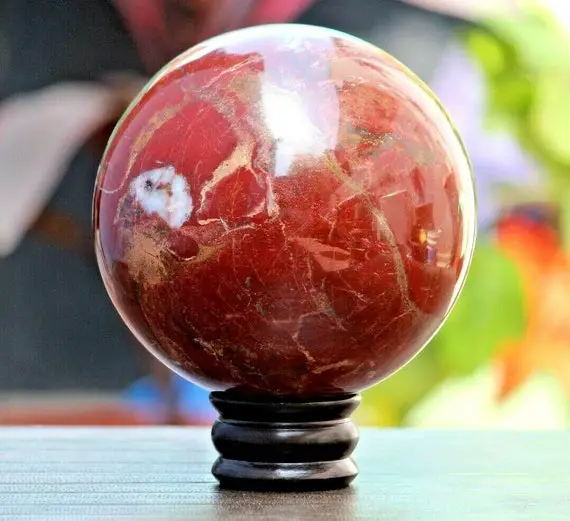 Amazing 150mm Red Jasper Stone Healing Charged Metaphysical Aura Reiki Power Sphere Ball