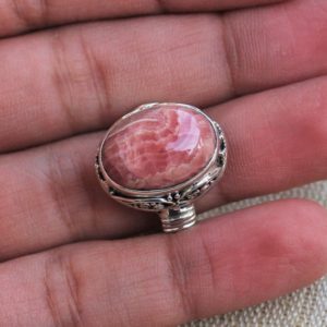 Shop Rhodochrosite Rings! Rhodochrosite sterling silver rings, gift for her, Natural Rhodochrosite crystal gemstone Jewelry, Love Stone, Jewelry gift, Statement ring | Natural genuine Rhodochrosite rings, simple unique handcrafted gemstone rings. #rings #jewelry #shopping #gift #handmade #fashion #style #affiliate #ad