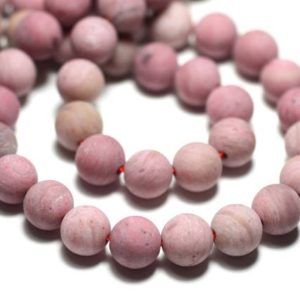 Shop Rhodonite Bead Shapes! 5pc – Perles Pierre Rhodonite Boules 8mm rose mat sablé givré – 7427039745246 | Natural genuine other-shape Rhodonite beads for beading and jewelry making.  #jewelry #beads #beadedjewelry #diyjewelry #jewelrymaking #beadstore #beading #affiliate #ad