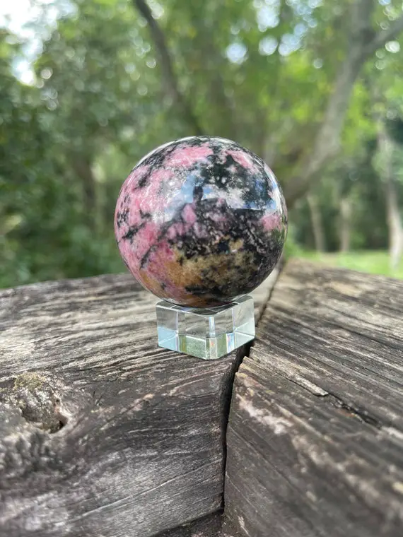 Rhodonite Sphere - Reiki Charged - Powerful Heart Centered Energy - Attracts Love - Grounds Negative Energy - Emotional Balance  -  #6
