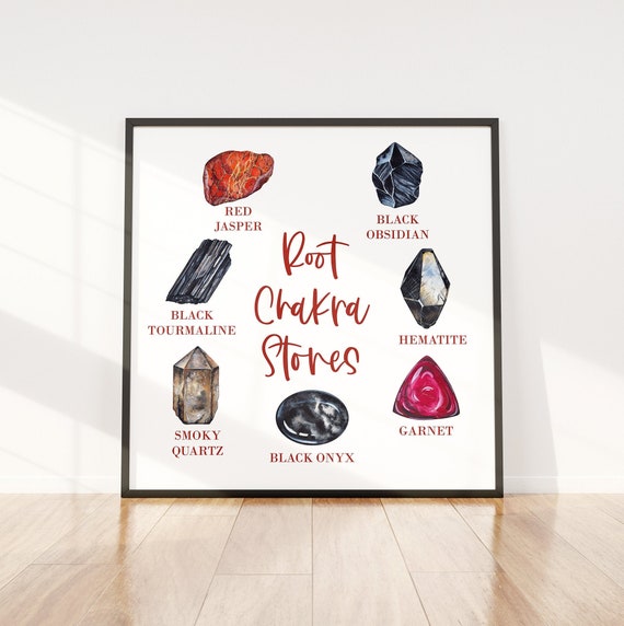 Root Chakra Stones Chart | This Printable Poster Shows Several Crystals That Can Be Used To Work With Your Root Chakra.