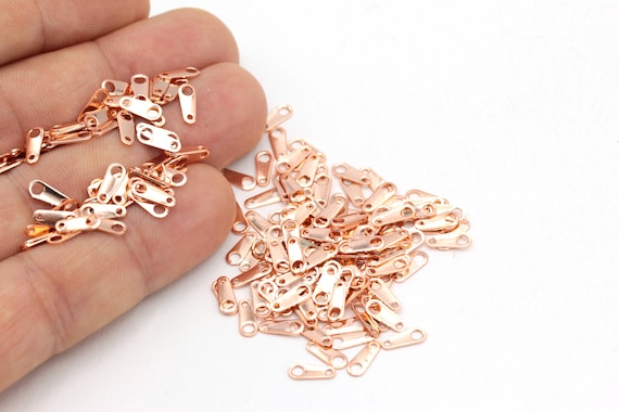 Rose Gold Plated Cord End , Brass Cord Tip , Crimps , Chain Connector ,25 Pcs(3x8mm)  Ros-87