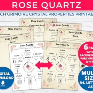 Shop Healing Stones Charts! Rose Quartz Crystal Magick Reference & Meanings Printable Grimoire Pages, Love Healing Crystals Witch Chart, Witchcraft Book of Shadows | Shop jewelry making and beading supplies, tools & findings for DIY jewelry making and crafts. #jewelrymaking #diyjewelry #jewelrycrafts #jewelrysupplies #beading #affiliate #ad