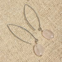 Stone – 14x10mm Oval Rose Quartz And 925 Sterling Silver Earrings | Natural genuine Gemstone jewelry. Buy crystal jewelry, handmade handcrafted artisan jewelry for women.  Unique handmade gift ideas. #jewelry #beadedjewelry #beadedjewelry #gift #shopping #handmadejewelry #fashion #style #product #jewelry #affiliate #ad