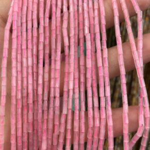 Shop Rose Quartz Bead Shapes! 2x4mm Rose Quartz Tube Beads, Natural Gemstone Beads, Spacer Stone Beads For Jewelry Making 15'' | Natural genuine other-shape Rose Quartz beads for beading and jewelry making.  #jewelry #beads #beadedjewelry #diyjewelry #jewelrymaking #beadstore #beading #affiliate #ad