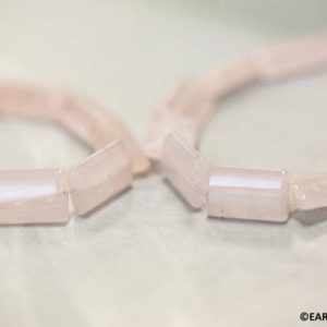 Shop Rose Quartz Bead Shapes! M/ Rose Quartz 10x14mm/ 12x20mm Flat Rectangle beads 16" strand Pink quartz beads for jewelry making | Natural genuine other-shape Rose Quartz beads for beading and jewelry making.  #jewelry #beads #beadedjewelry #diyjewelry #jewelrymaking #beadstore #beading #affiliate #ad