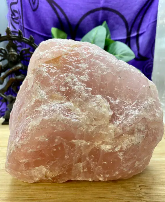 Raw Rose Quartz Crystal Geode Healing Cluster Love Healing Display1