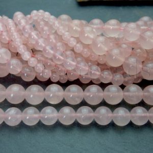 genuine Madagascar rose quartz gemstone – pink smooth round quartz beads – A grade gemstone beads – 6mm 8mm 10mm 12mm beads -15 inch | Natural genuine round Rose Quartz beads for beading and jewelry making.  #jewelry #beads #beadedjewelry #diyjewelry #jewelrymaking #beadstore #beading #affiliate #ad