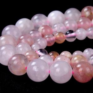Shop Rose Quartz Round Beads! Natural Mozambique Rose Quartz Gemstone Grade AA Round 6MM 8MM 10MM Loose Beads (D217) | Natural genuine round Rose Quartz beads for beading and jewelry making.  #jewelry #beads #beadedjewelry #diyjewelry #jewelrymaking #beadstore #beading #affiliate #ad